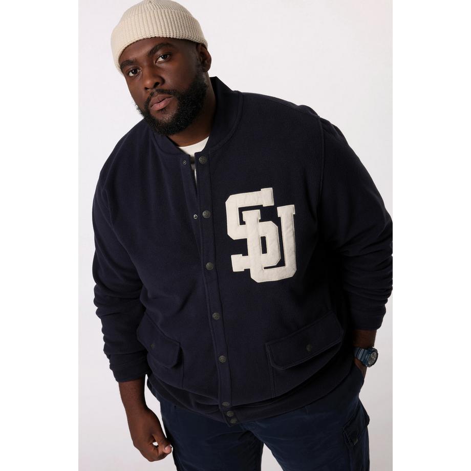 Sthuge Fleecejacke Collegekragen Bouclé-Badge  