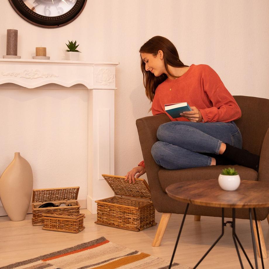 B2X Ensemble de 3 paniers en rotin  