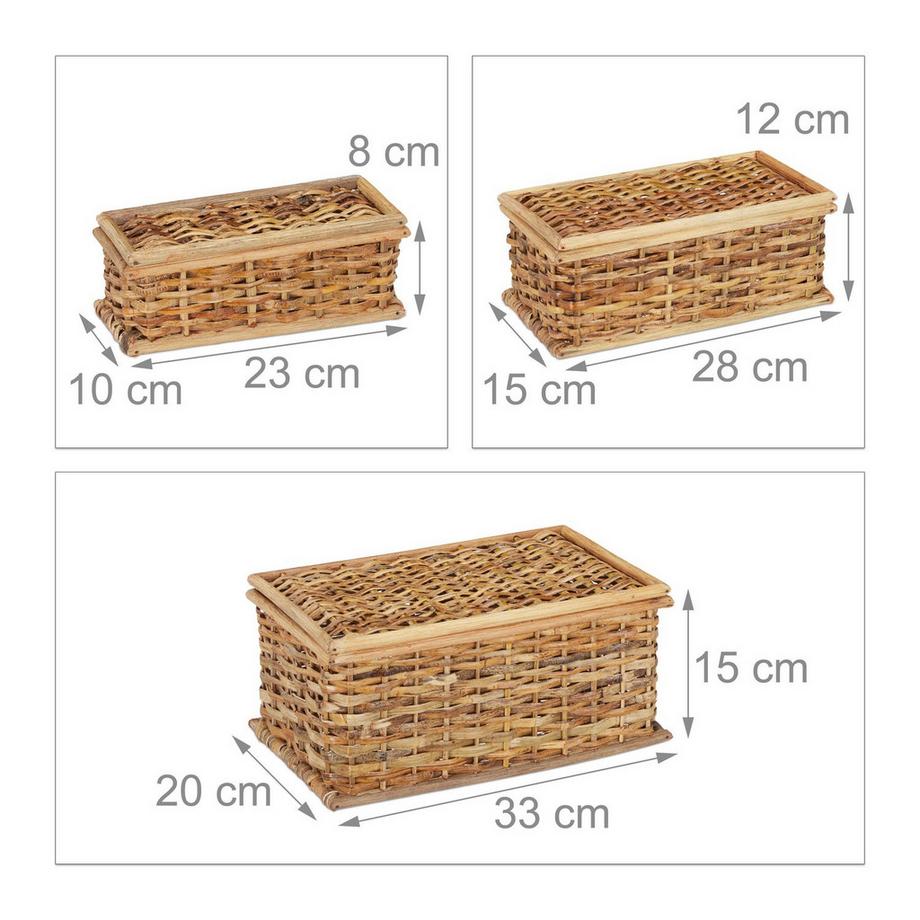 B2X Ensemble de 3 paniers en rotin  