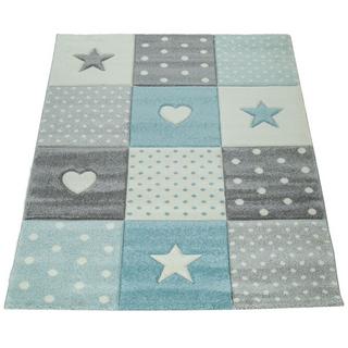 Paco Home Kinderteppich Kariert Wolken Sterne  