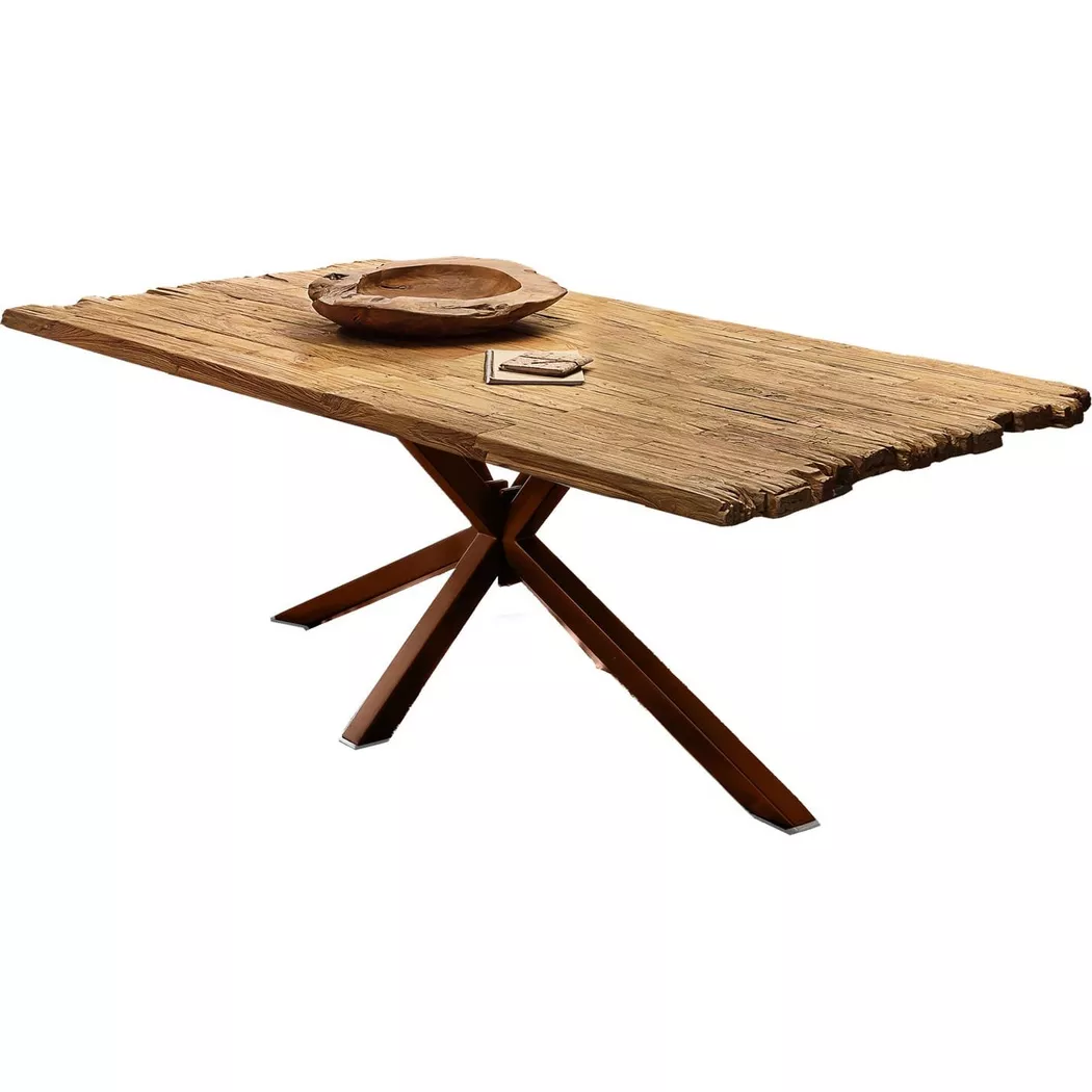 SIT Esstisch "Mantua aus recyceltem Teakholz mit Bruchkante & Metallgestell" 50 mm starke Teakholzplatte mit markanter Bruchkante