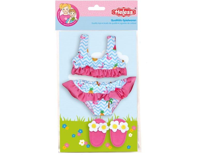 Heless  Puppenbikini mit Hausschuhen Flamingo (28-35cm) 