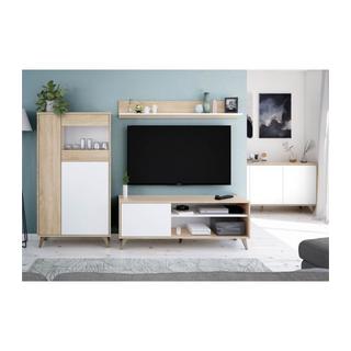 Calicosy TV-Möbel mit 2 Nischen und 1 Tür mit seinem Wandregal Kikua Plus - L135 cm  