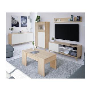 Calicosy TV-Möbel mit 2 Nischen und 1 Tür mit seinem Wandregal Kikua Plus - L135 cm  