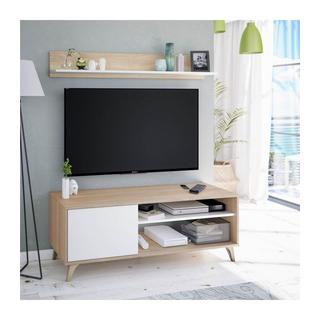 Calicosy TV-Möbel mit 2 Nischen und 1 Tür mit seinem Wandregal Kikua Plus - L135 cm  