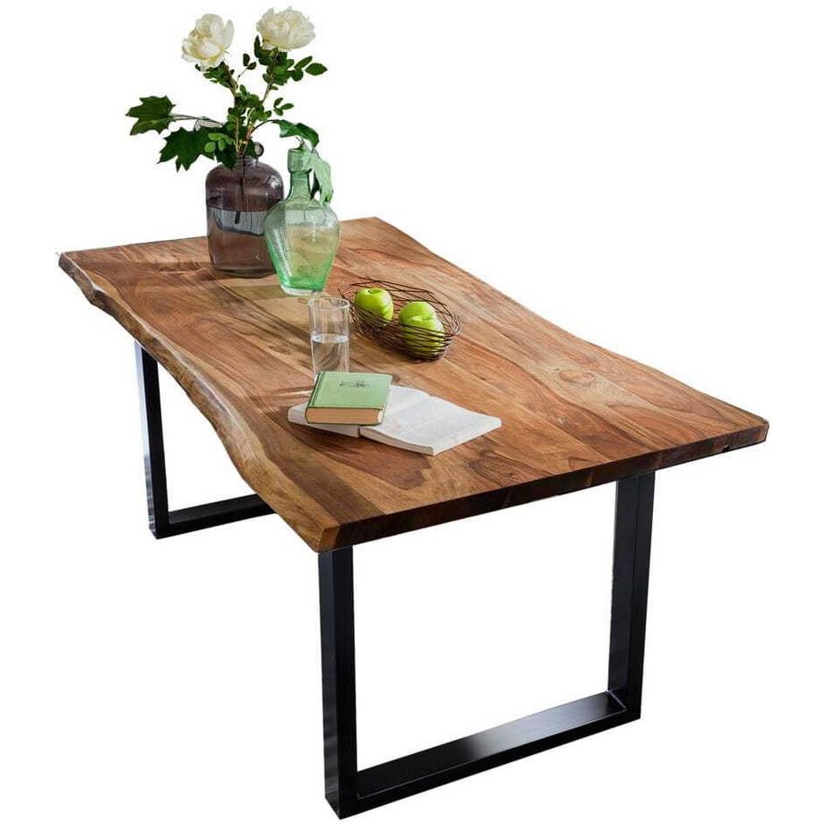 mutoni Table de salle à manger Unikat couleur noyer noir 200x100x2.6  