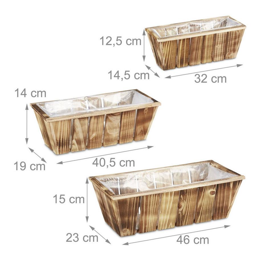 Northio Set di 3 fioriere in legno  