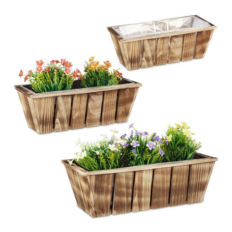 Set di 3 fioriere in legno