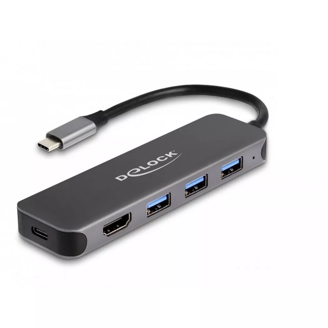 USB C Hub mit HDMI, Power Delivery und 3× USB A Ports