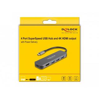 DeLock  64171 Schnittstellen-Hub USB 3.2 Gen 1 (3.1 Gen 1) Type-C 5000 Mbit/s Grau 