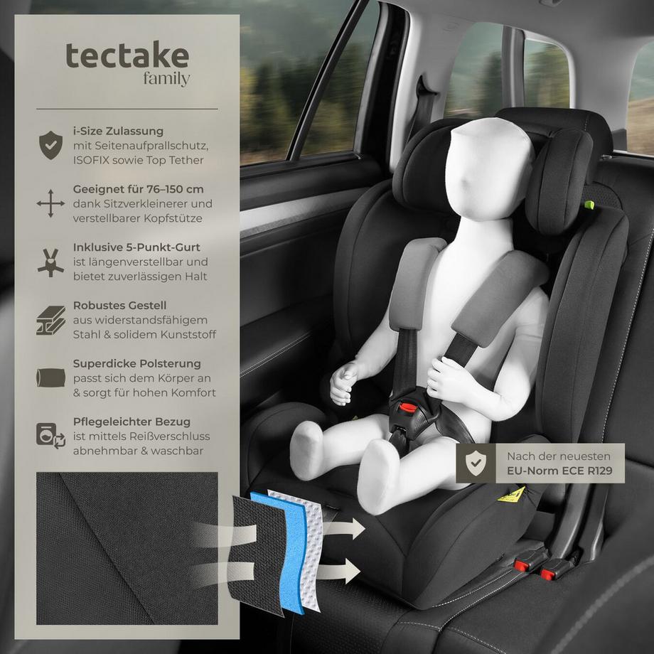 Tectake  Siège auto EMELY avec réducteur d'assise amovible 