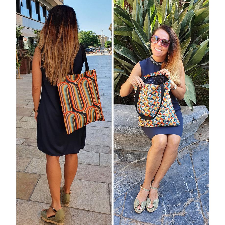 Only-bags.store Borsa tote estetica con cerniera in juta stampata  