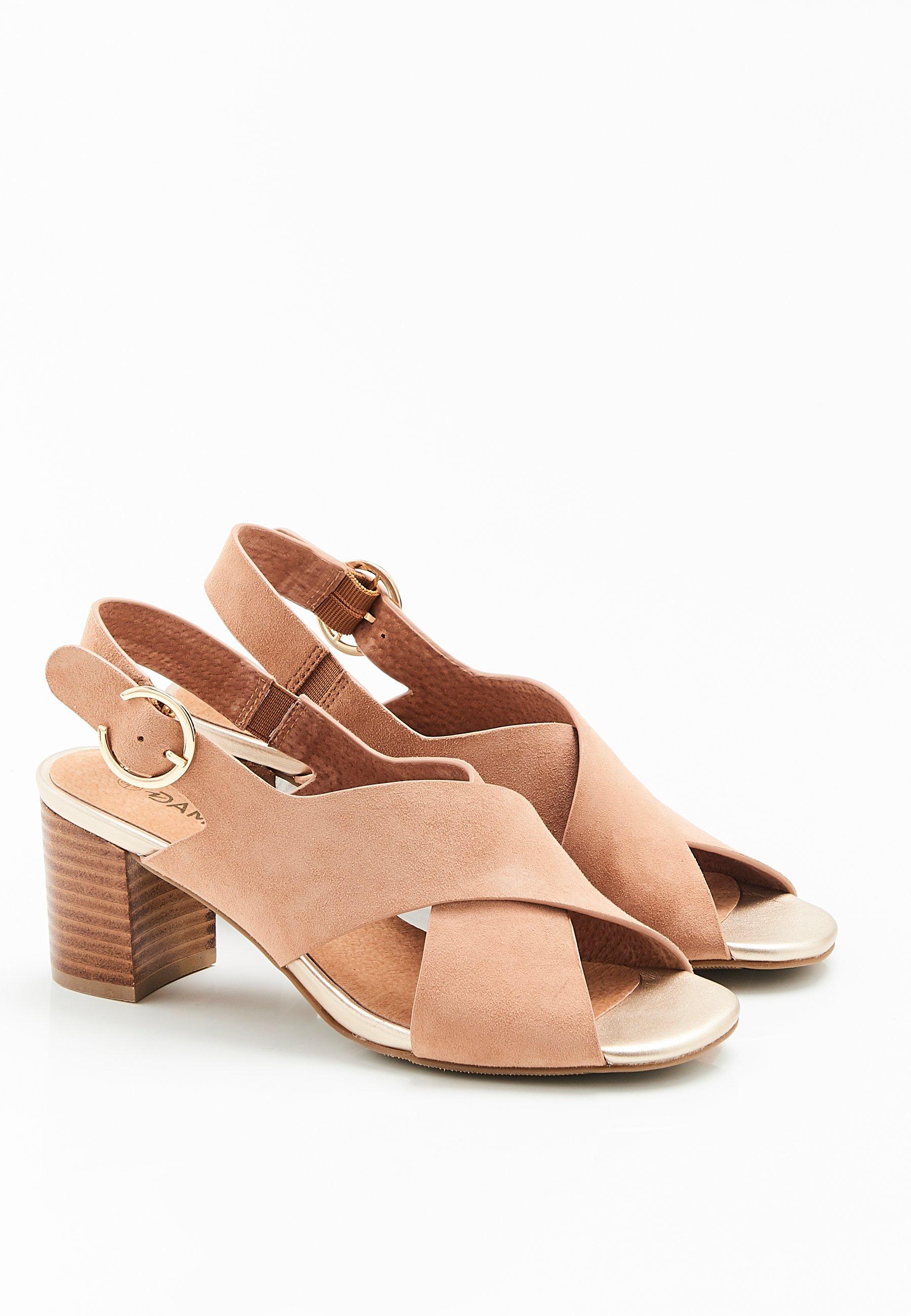 Image of Absatz-sandalen In Samtoptik. Damen Camel 39