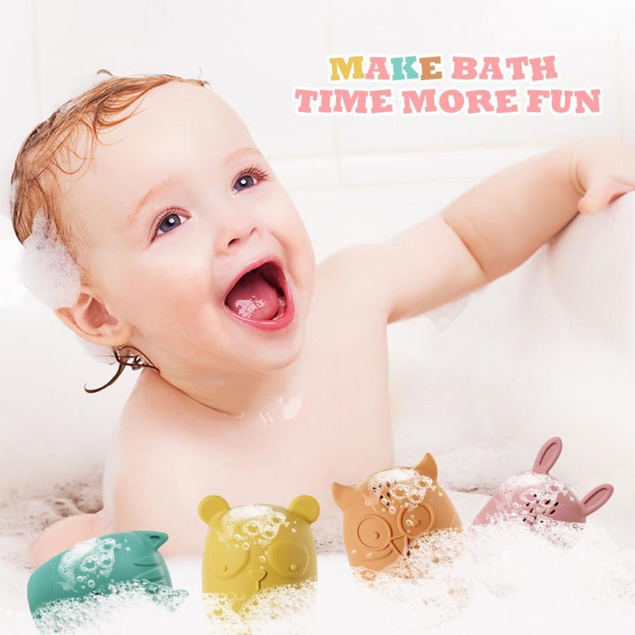 Activity-board  Badespielzeug, 4 Stück Silikon-Badespielzeug, BPA-freies Baby-Wasserspielzeug 