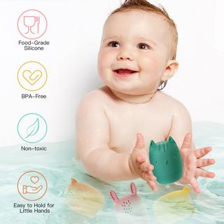 Activity-board  Badespielzeug, 4 Stück Silikon-Badespielzeug, BPA-freies Baby-Wasserspielzeug 