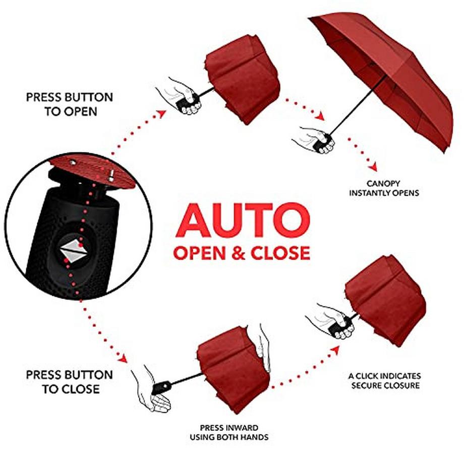 Alopini  Parapluie - Parapluie de poche - S'ouvre et se ferme automatiquement - Petit, compact, léger, solide, coupe-vent et résistant aux tempêtes 