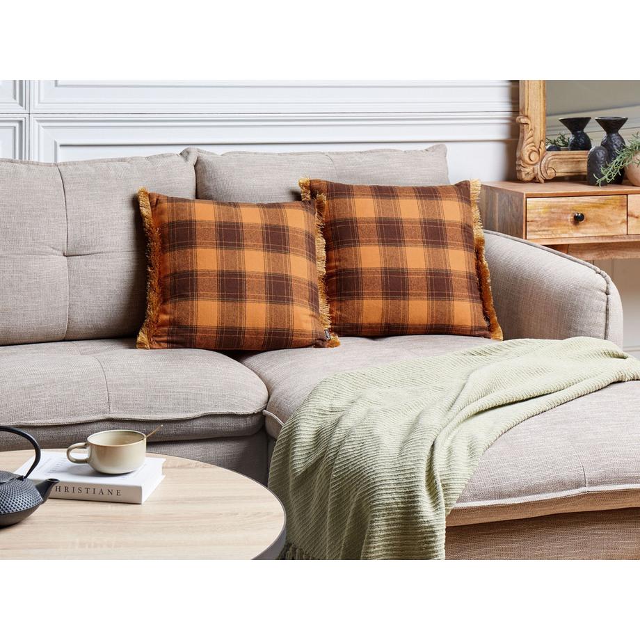 Beliani Lot de 2 coussins décoratifs en Polyester  BARJA  