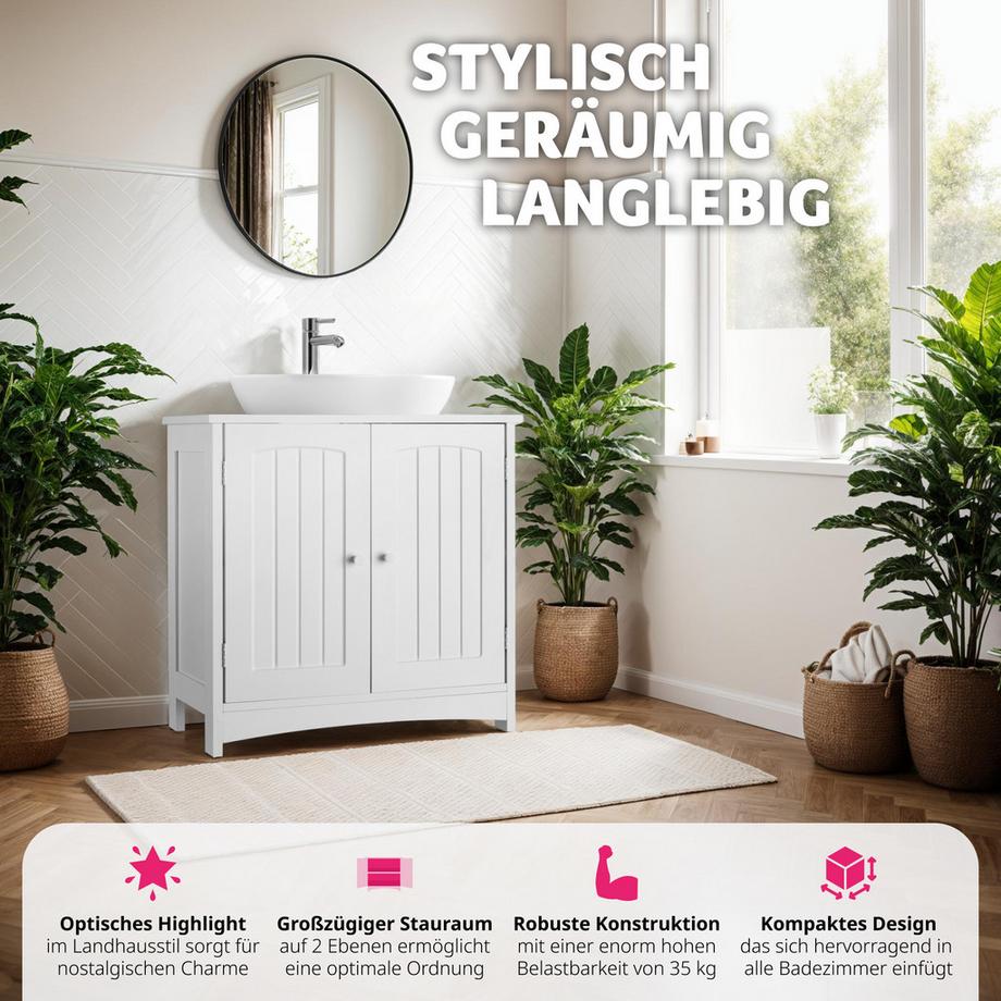 Tectake Mobiletto sotto lavabo Jasper 2 scomparti spaziosi  