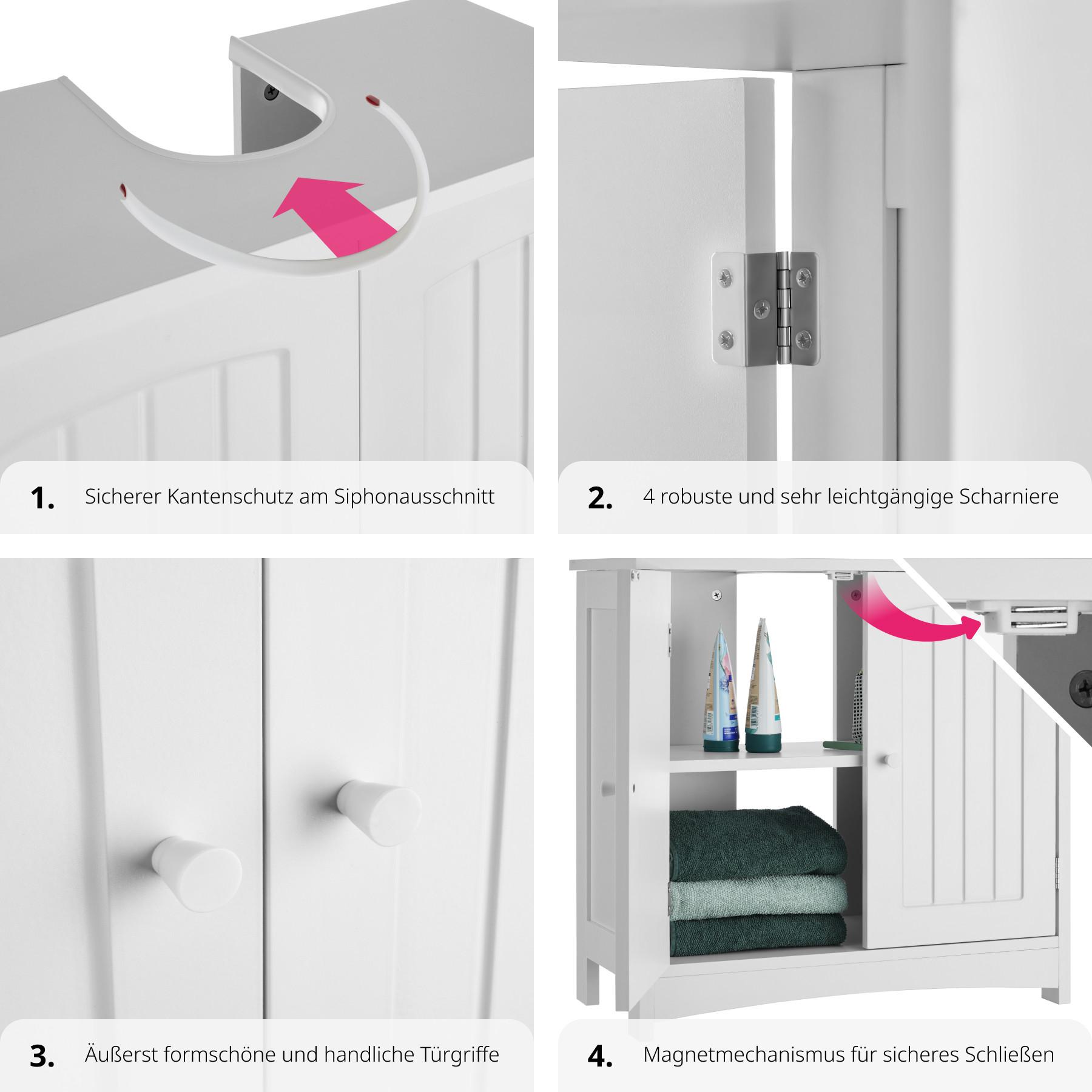 Tectake Mobiletto sottolavabo Jasper, 2 scomparti, capacità di carico 35 kg  