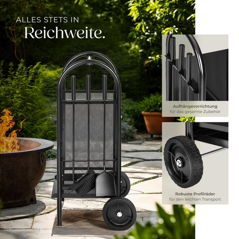 Tectake  Holzwagen  aus Stahl mit großen Kunststoffrädern und Griff 