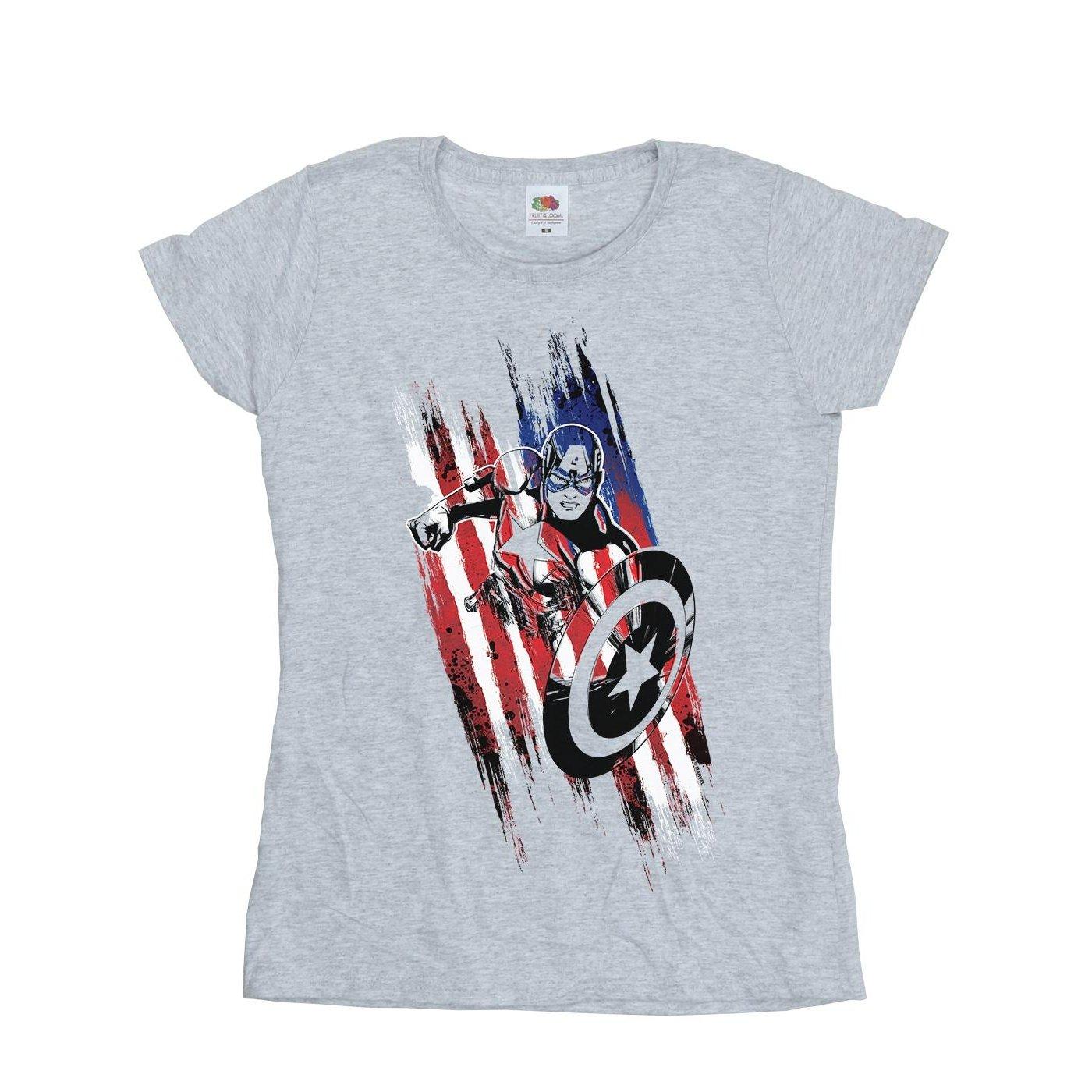 Image of Avengers Captain America Streaks Tshirt Damen Grau XL