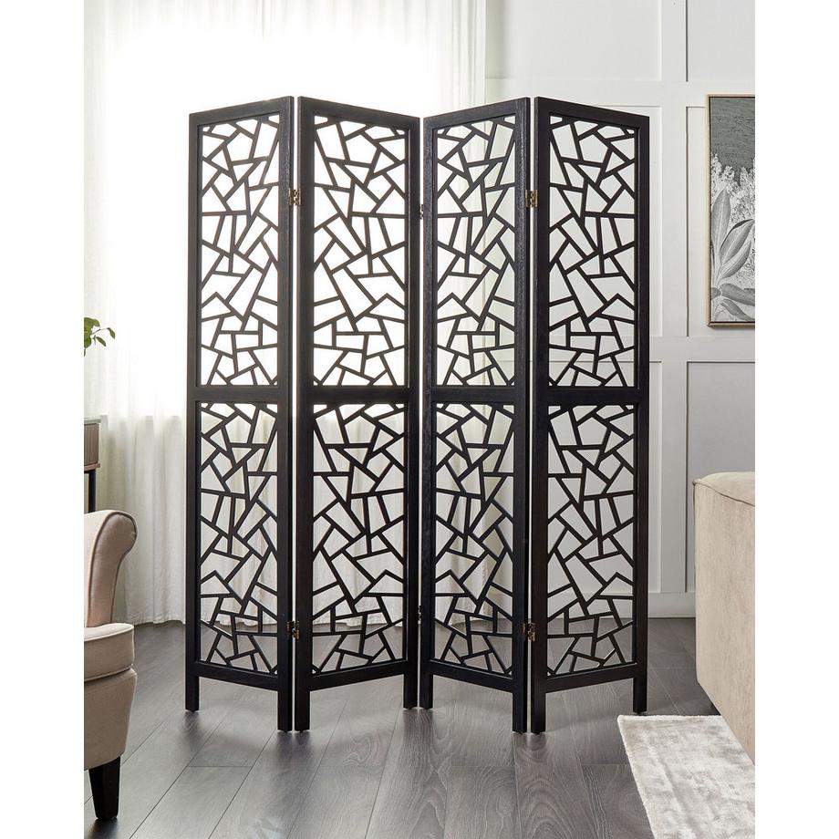 Beliani Divisorio per ambienti a 4 pannelli en Legno di Paulownia Retrò PIANLARGO  