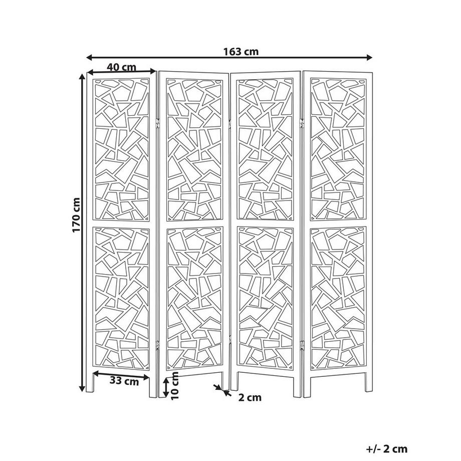 Beliani Divisorio per ambienti a 4 pannelli en Legno di Paulownia Retrò PIANLARGO  
