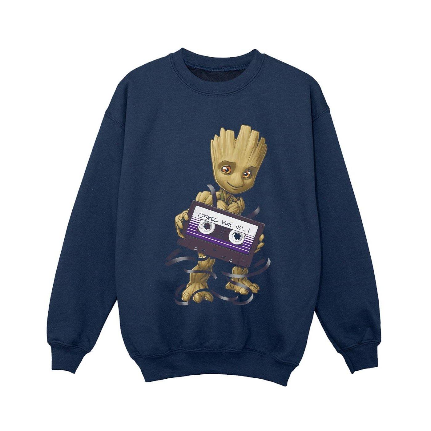Image of Guardians Of The Galaxy Groot Cosmic Tape Sweatshirt Unisex Marine 128