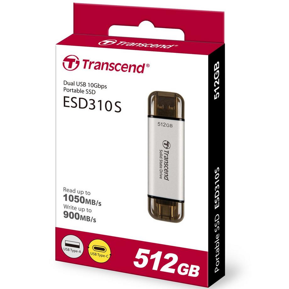 Transcend  Tragbare SSD ESD310C USB-C 512 GB (R1050/W950) Silber 