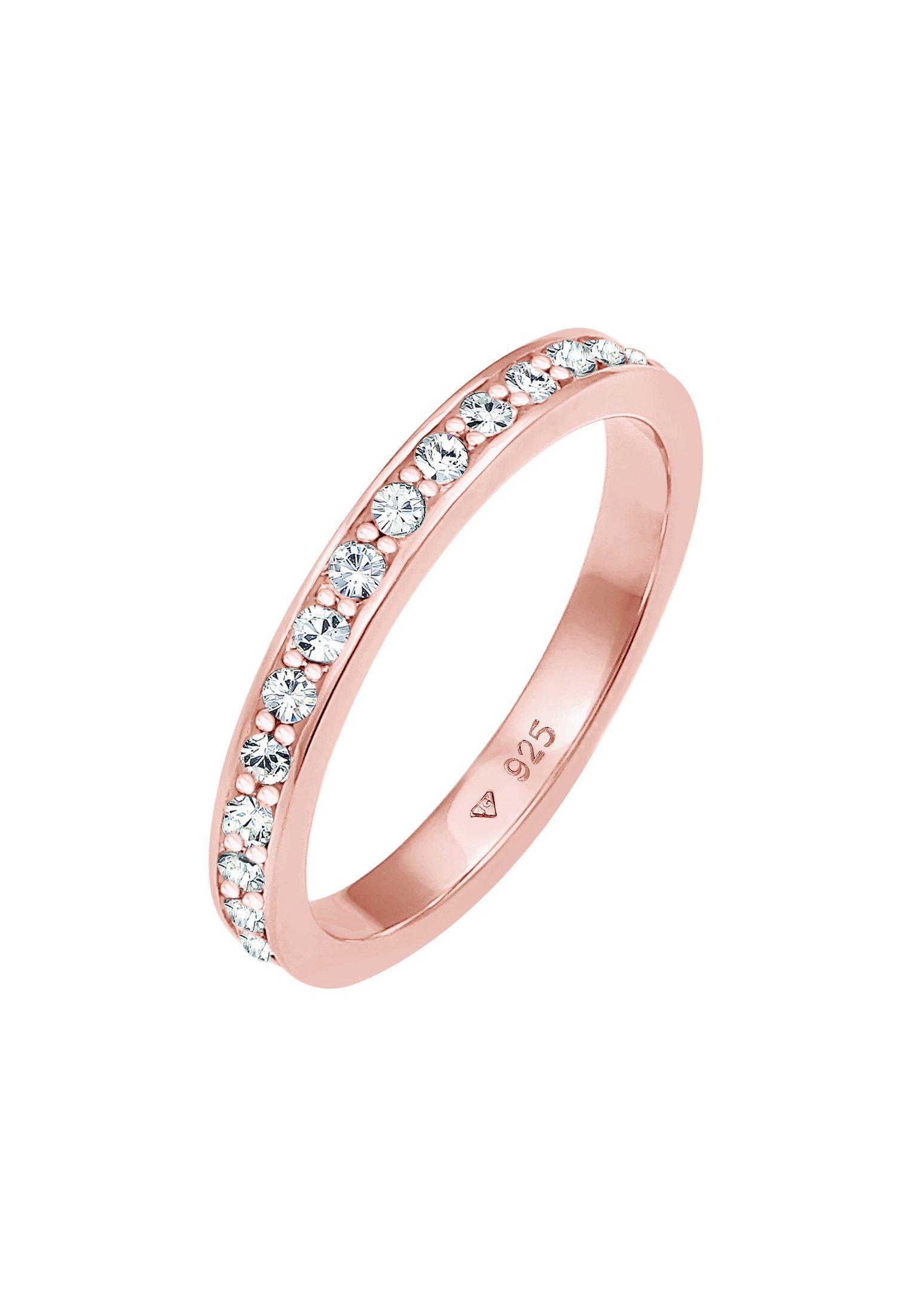 Image of Ring Bandring Funkelnde Kristalle Damen Rosa 58mm