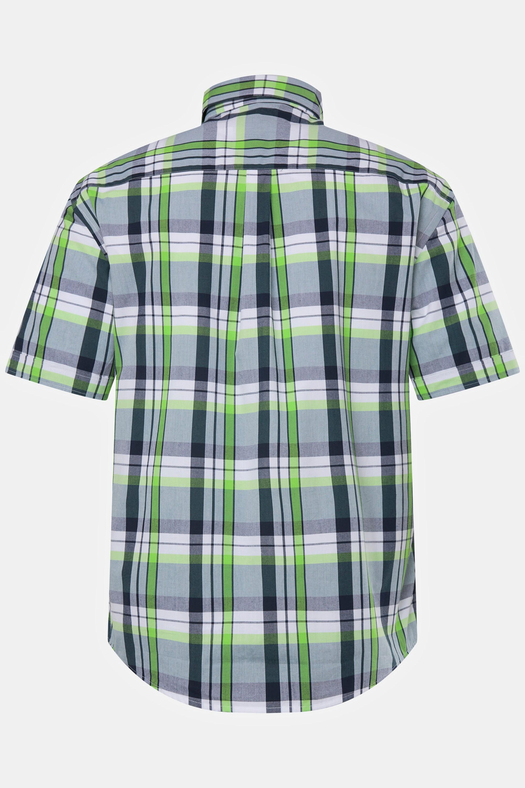 JP1880  Camicia a quadri dalla vestibilità moderna con mezze maniche e colletto button-down verde chiaro 