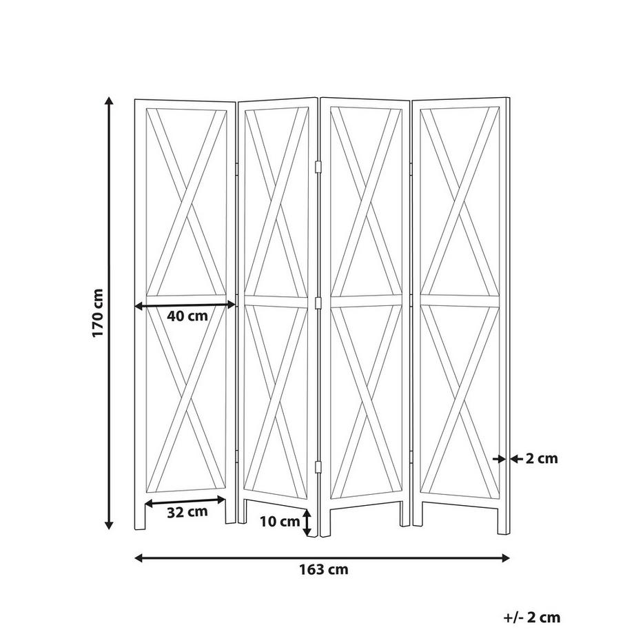 Beliani Divisorio per ambienti a 4 pannelli en Legno di Paulownia Classico RIDANNA  