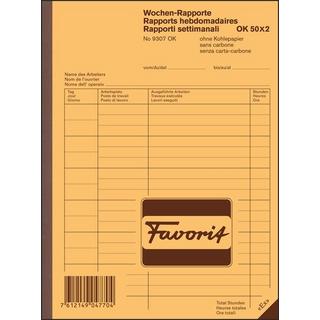 Favorit FAVORIT Wochen-Rapporte D/F/I A5 9307 OK Durchschreibepapier 50x2 Blatt  