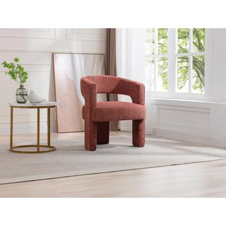 Vente-unique Fauteuil en tissu texturé terracotta FONTANOVA  