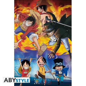 Poster - Gerollt und mit Folie versehen - One Piece - Ace Sabo Luffy