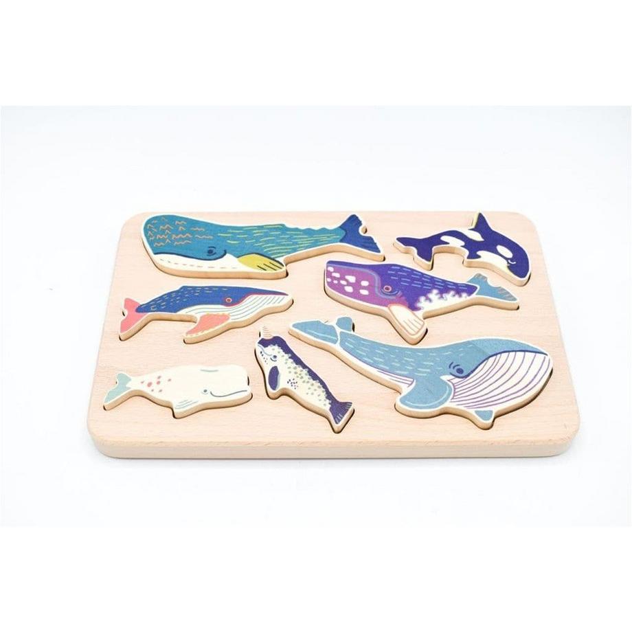 Puzzle en bois - Famille de baleines
