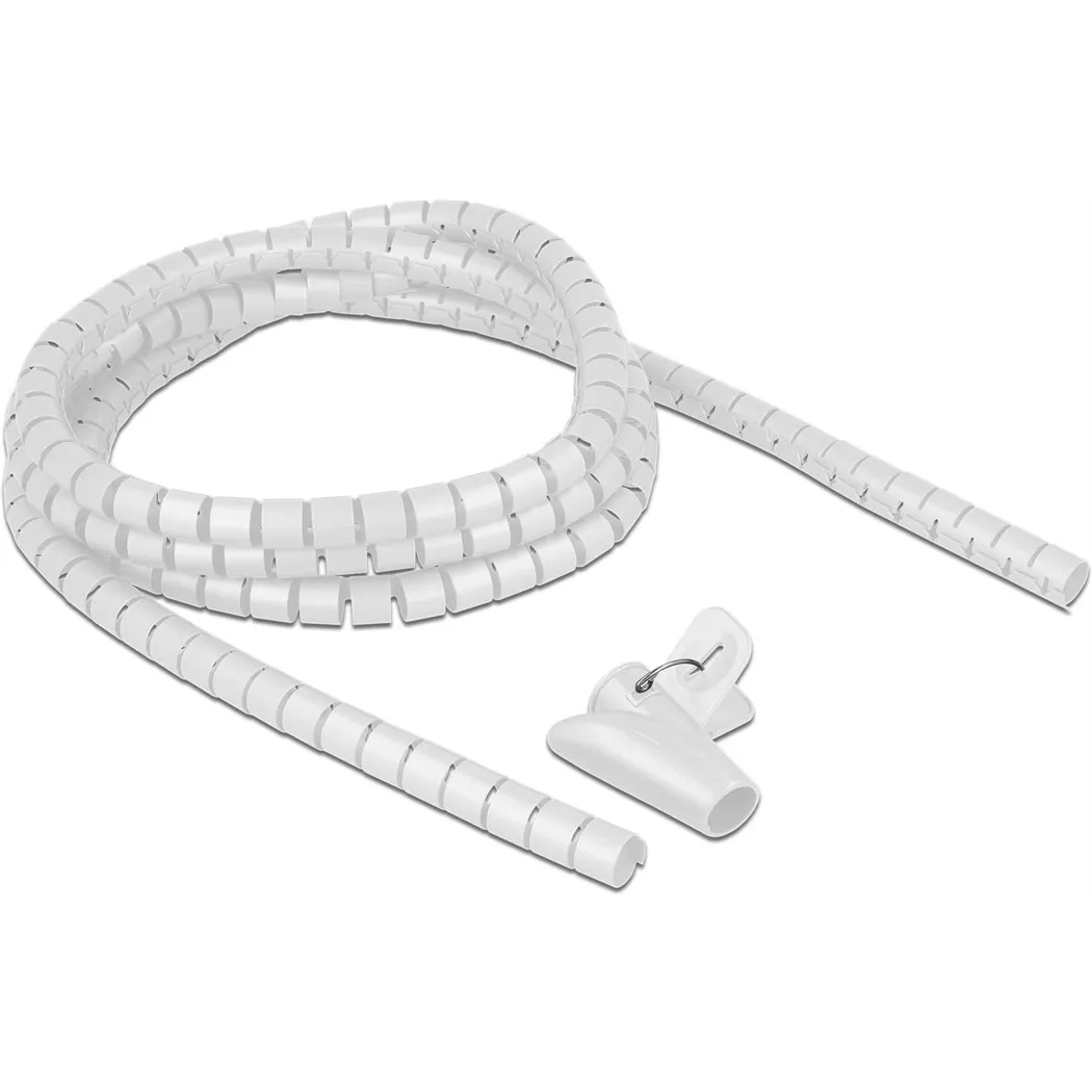 Delock Spiralschlauch mit Einziehwerkzeug 2,5 m x 15 mm weiß