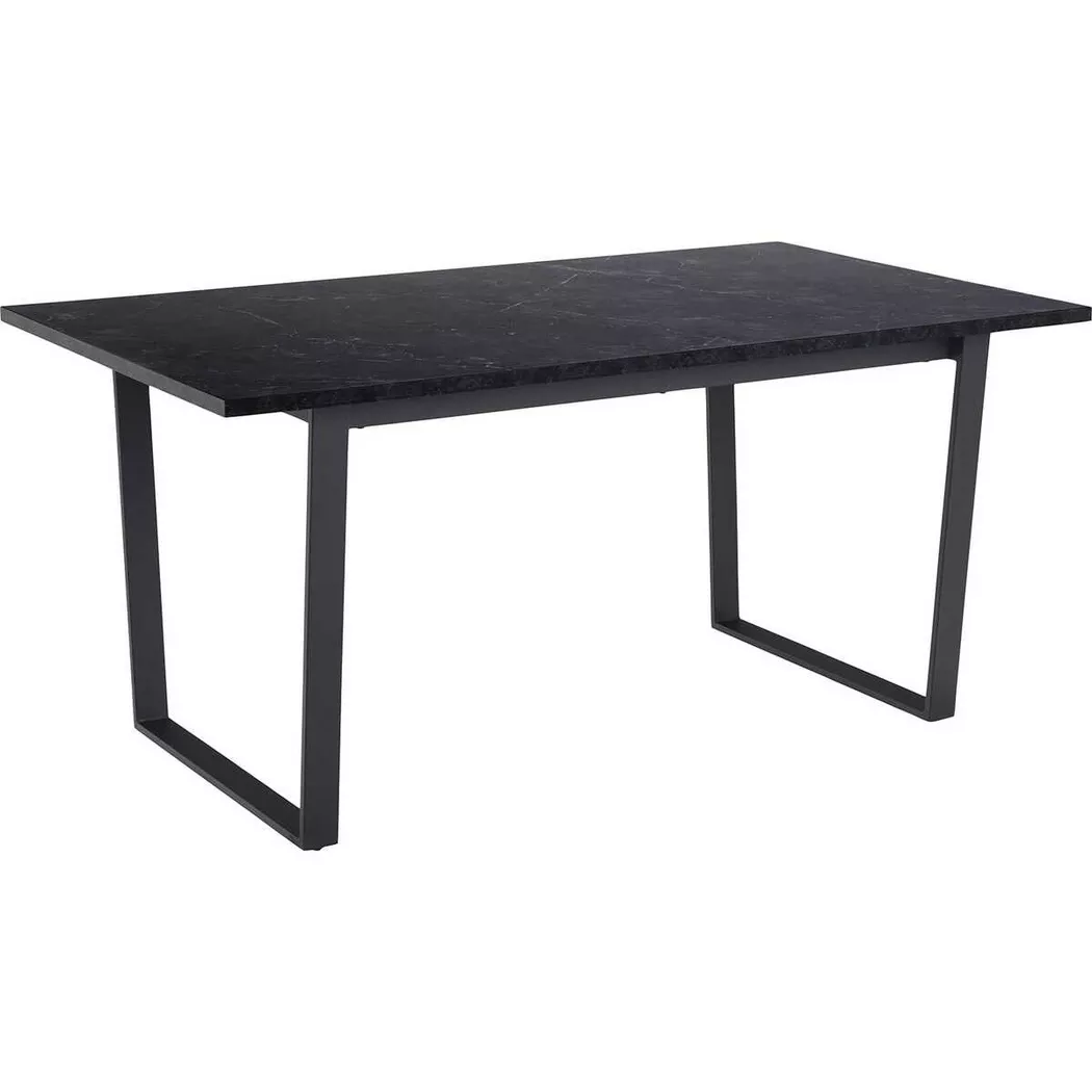 Amble Dining Table with Black Marble Effect Top & Black Legs, none