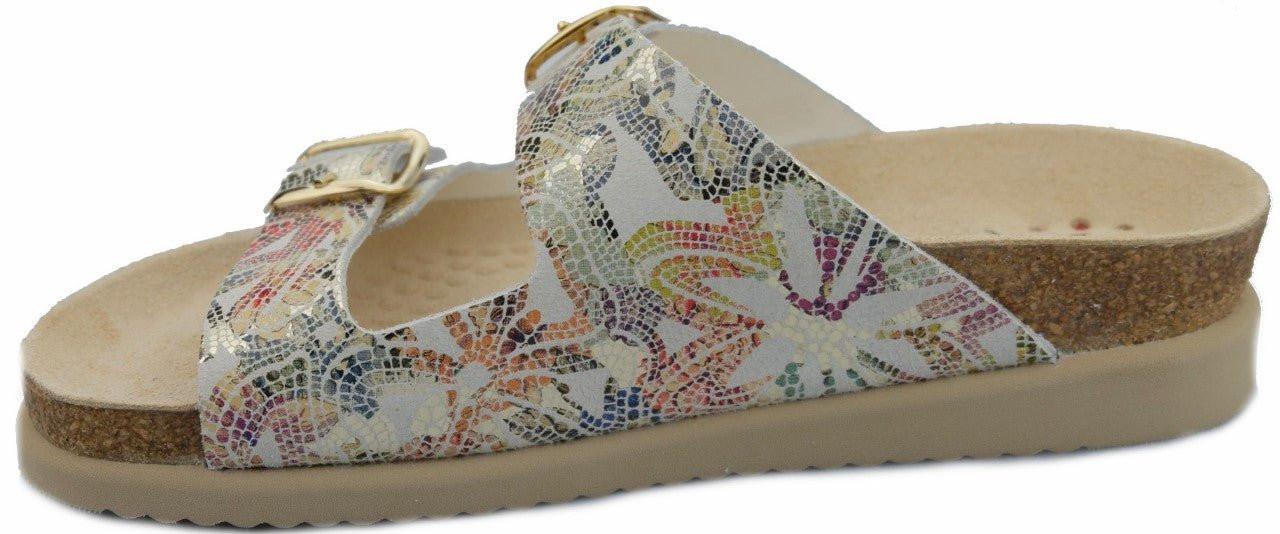 Image of Harmony - Leder Sandale Damen Weiss Bedruckt 35