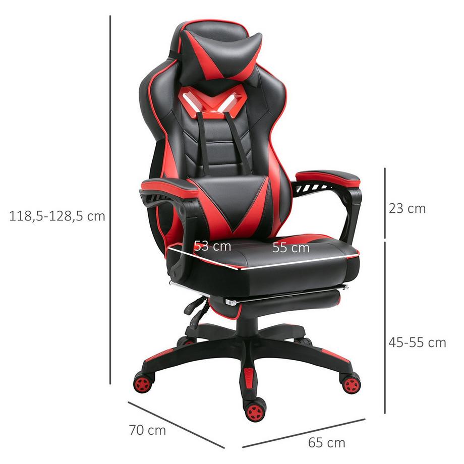 Northio Bürostuhl Gamingstuhl Massagefunktion Chefsessel Kunstleder Höhenverstellbar Schwarz+Blau B68Xt69Xh108-117Cm  