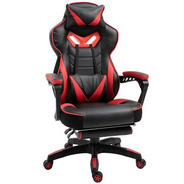 Bürostuhl Gamingstuhl Massagefunktion Chefsessel Kunstleder Höhenverstellbar Schwarz+Blau B68Xt69Xh108-117Cm