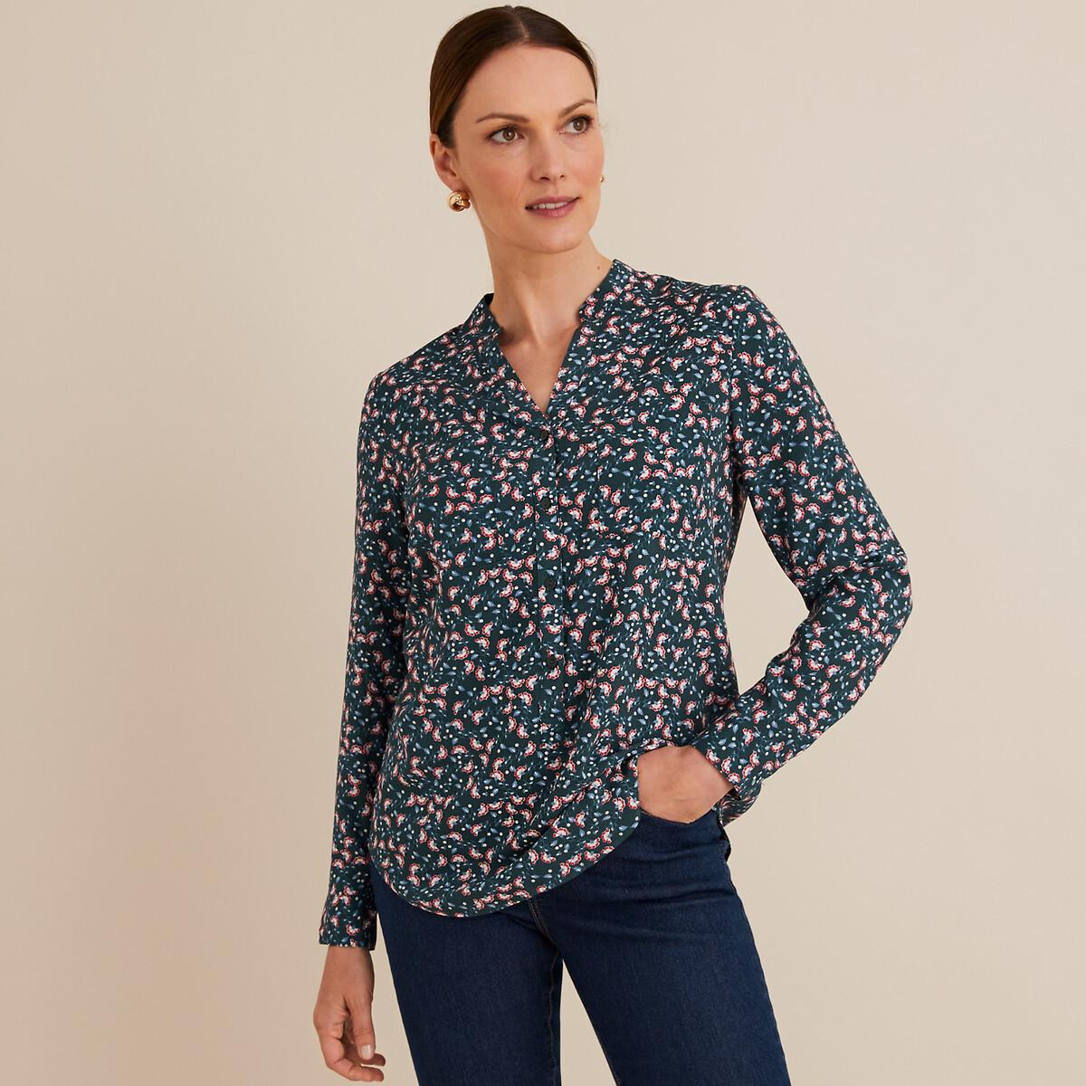 La Redoute Collections  Geblümte Bluse mit langen Ärmeln & V-Ausschnitt 