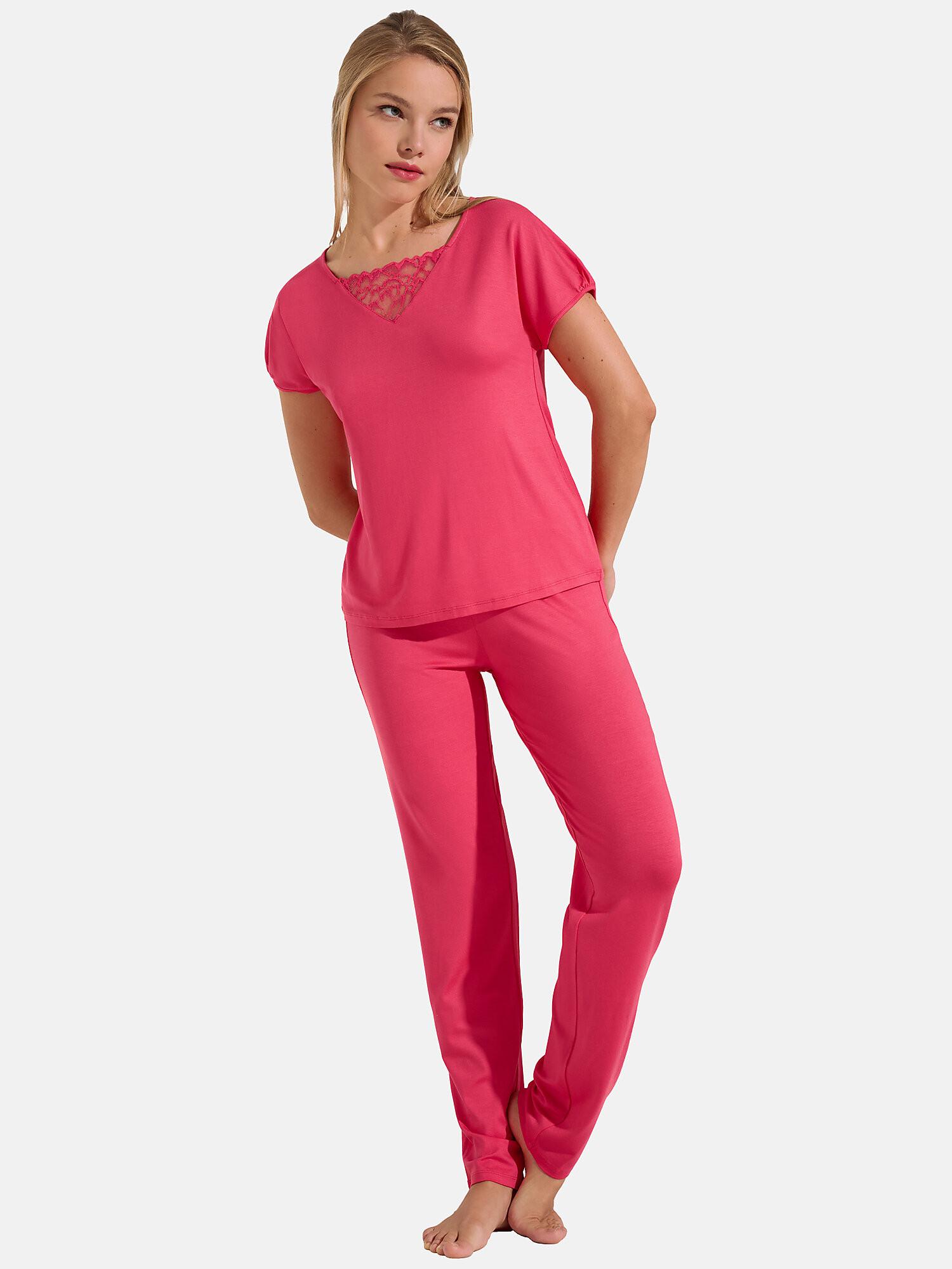 Image of Pyjama Hose T-shirt Kurzarm Naty Unisex Korall XXL