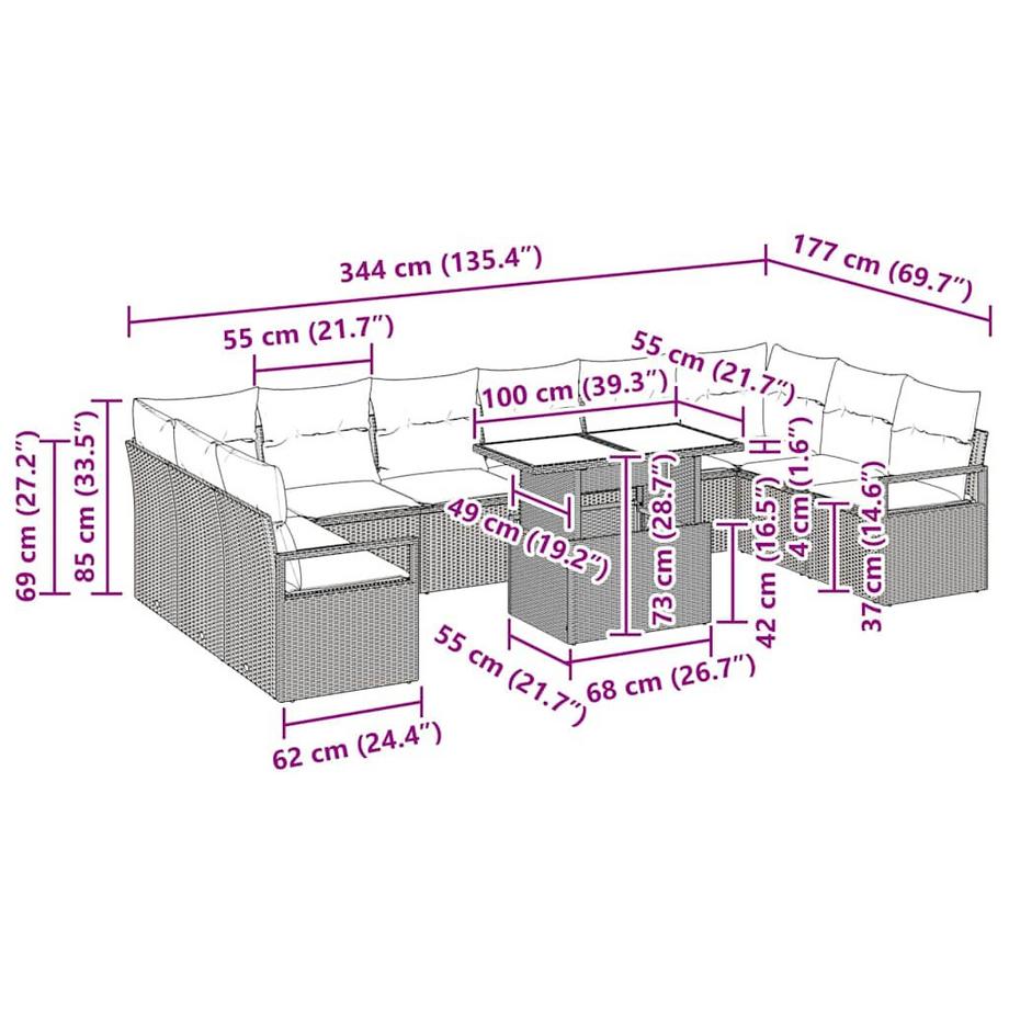 VidaXL Canapé de jardin poly rattan  