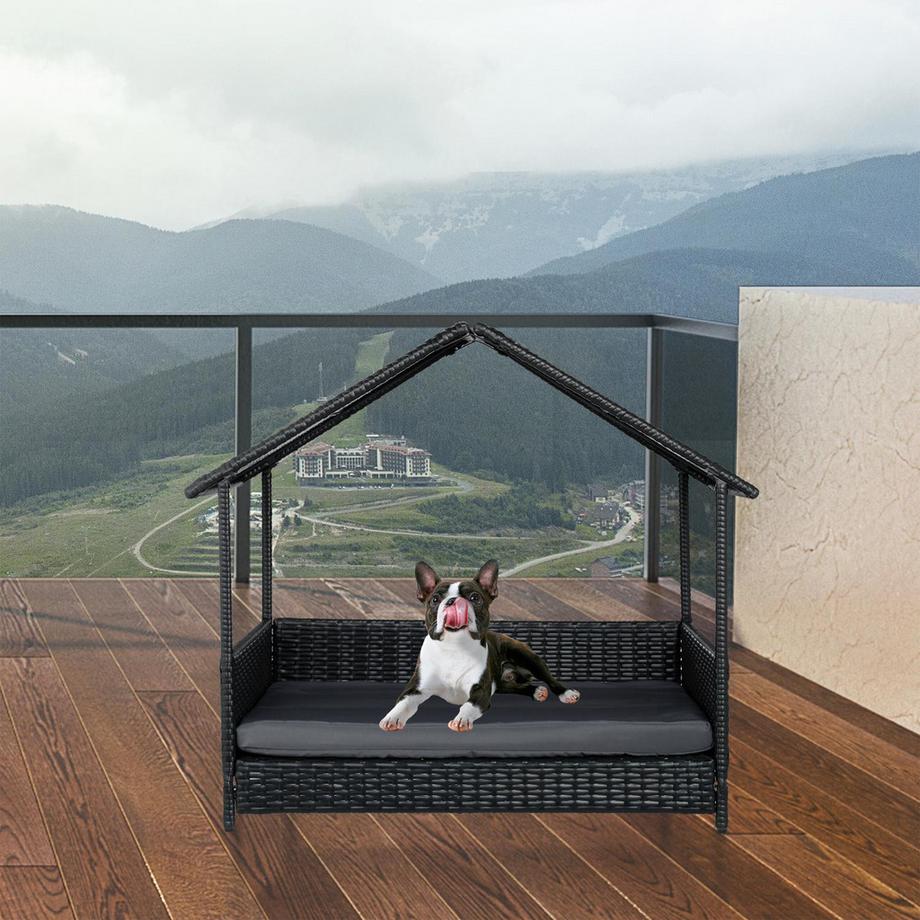 Northix  Lit d'extérieur pour chien avec auvent 