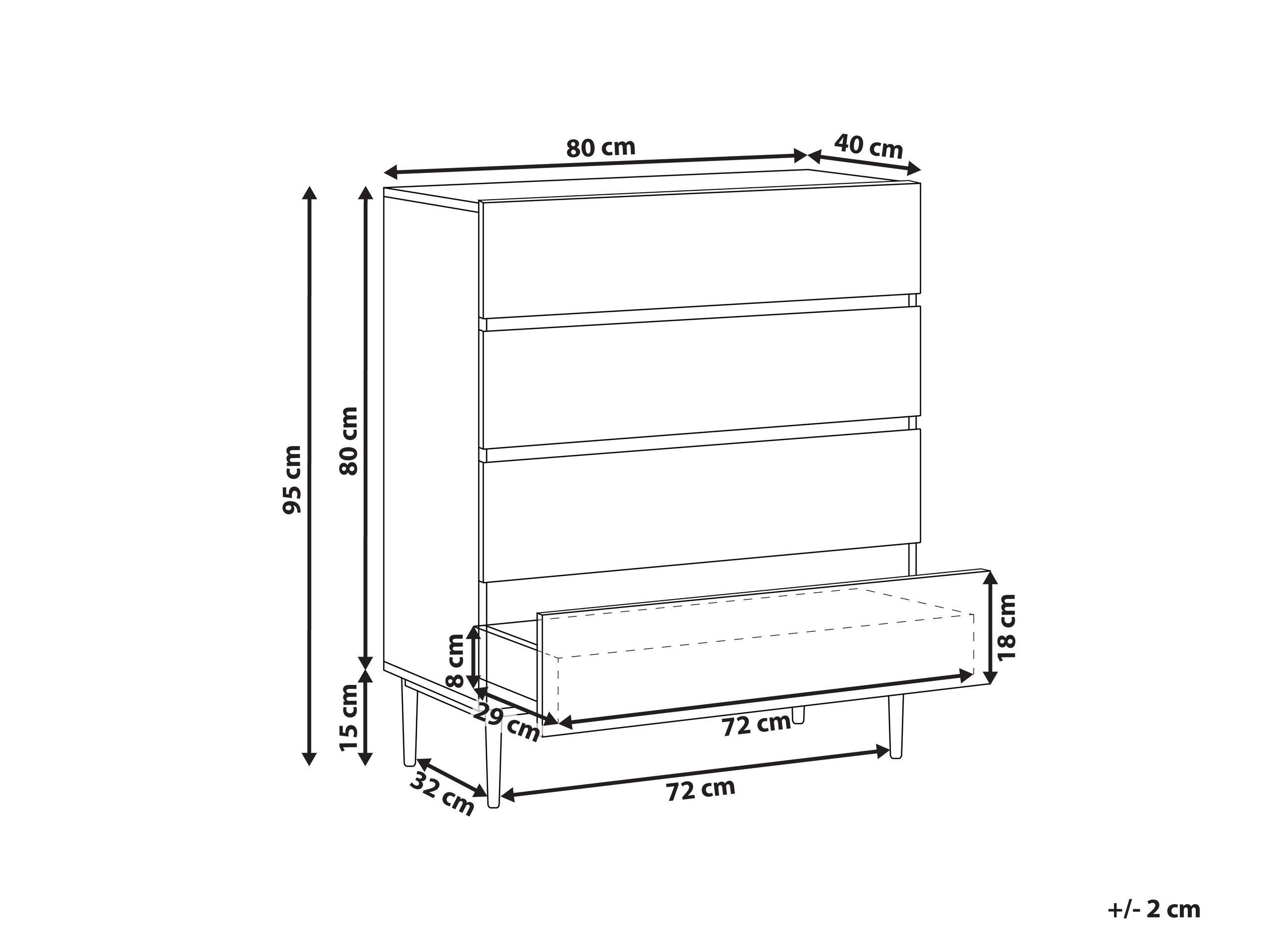 Beliani Cassettiera 4 cassetti en Fibra a media densità (MDF) Moderno BLYTHE  