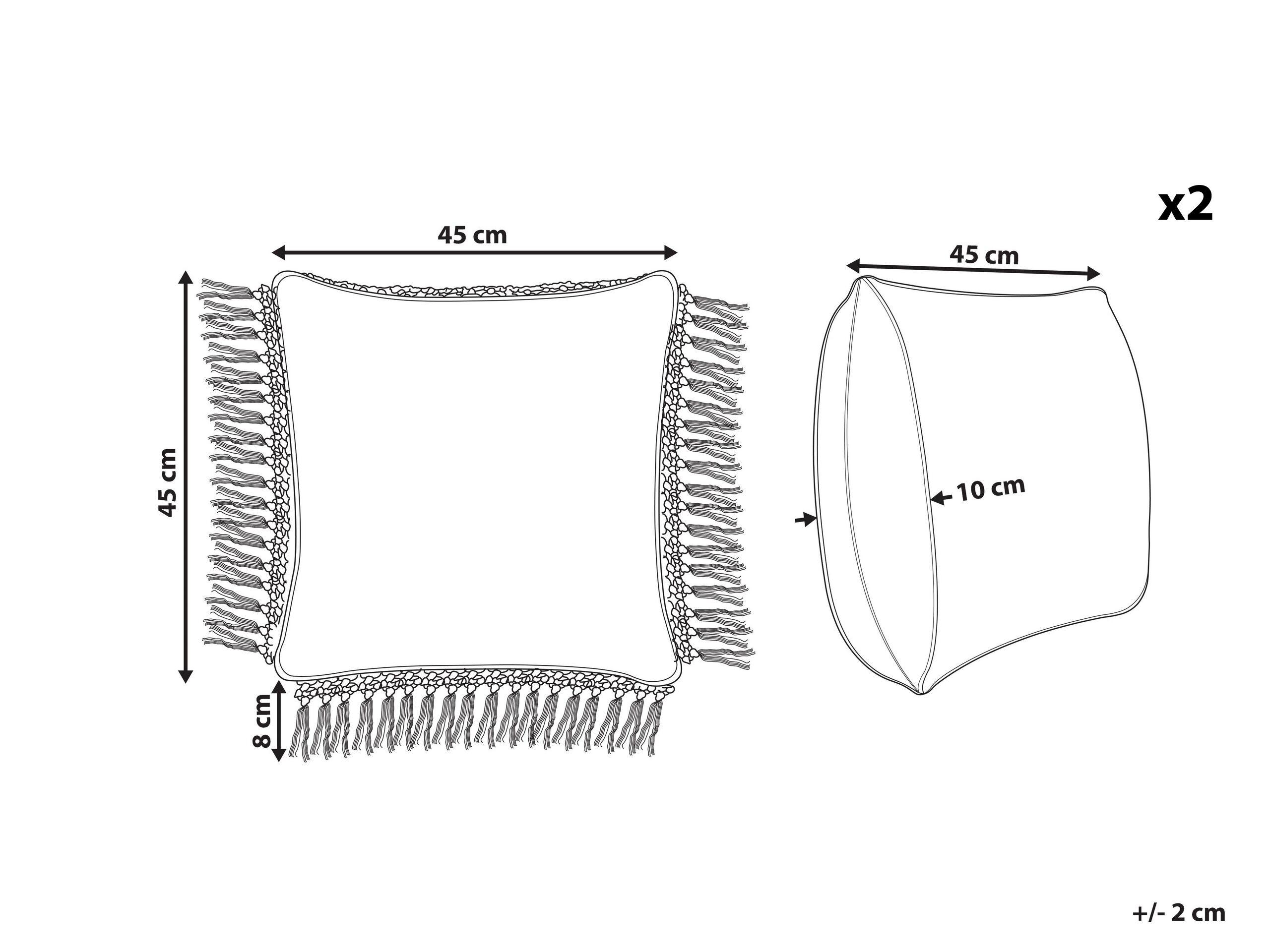 Beliani Lot de 2 coussins décoratifs en Coton Traditionnel PALLIDA  