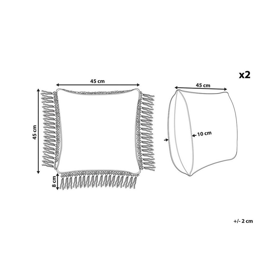 Beliani Lot de 2 coussins décoratifs en Coton Cottage PALLIDA  