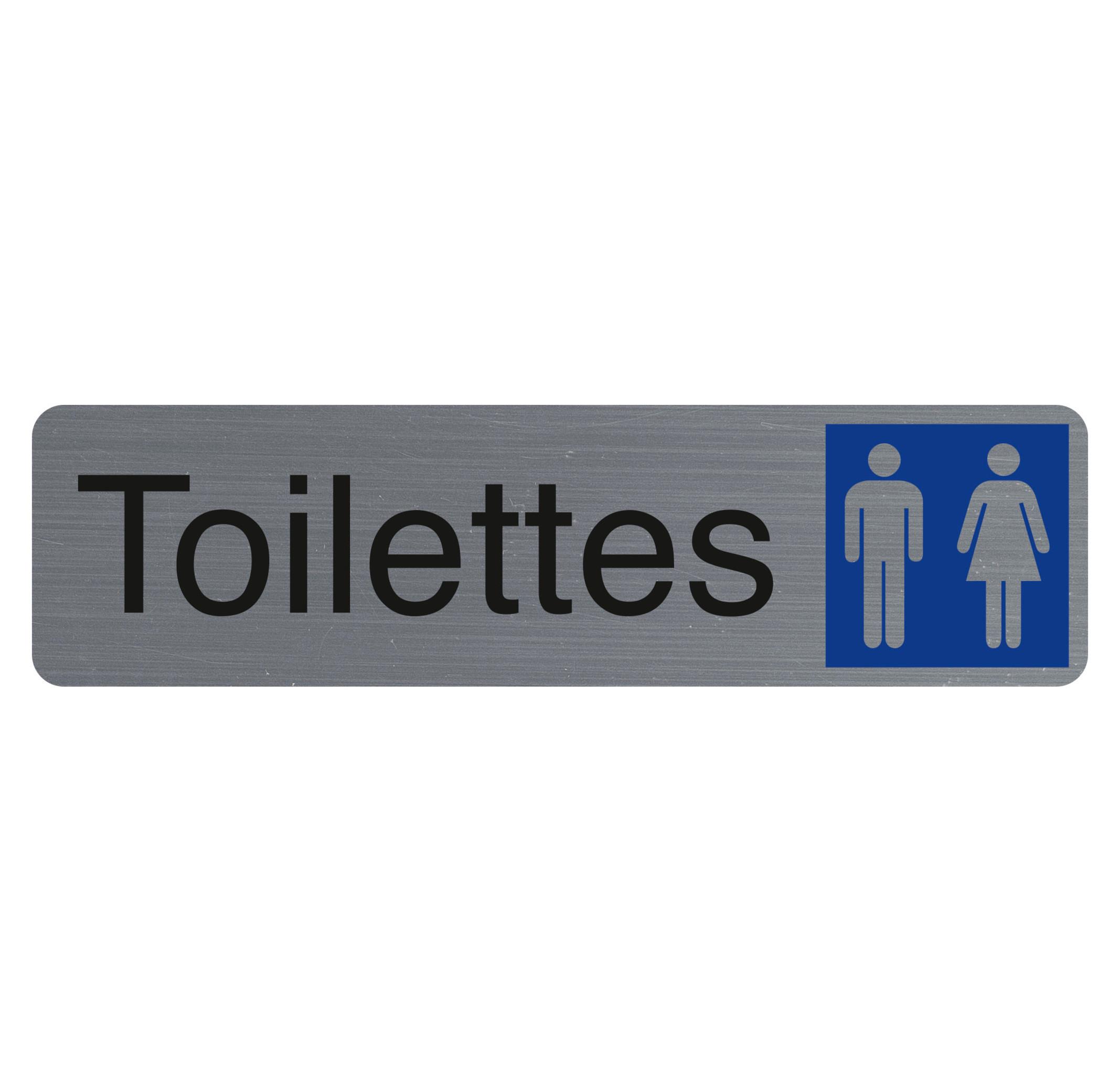 Exacompta Plaque adhésive imitation aluminium Toilettes dame / homme 16,5X4,4 cm  