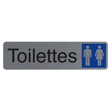 Plaque adhésive imitation aluminium Toilettes dame / homme 16,5X4,4 cm